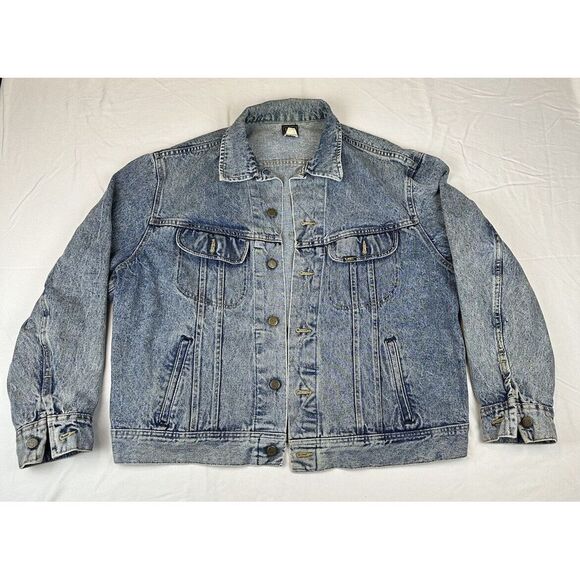 Lee Jackets & Blazers - Vintage LEE Riders Jean‎ Jacket Made In The USA Trucker Distressed Blue Denim XL